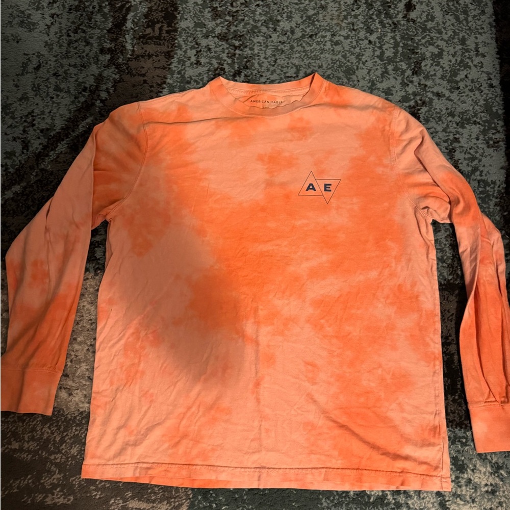 American Eagle Outfitters Coral Tie-Dye Long Sleeve Tee